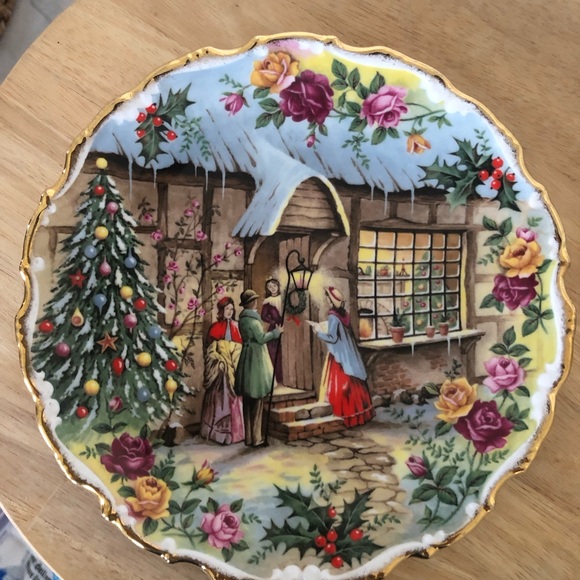 Royal Albert Decorative Plate with Floral and Festive Scene - Picture 2 of 4